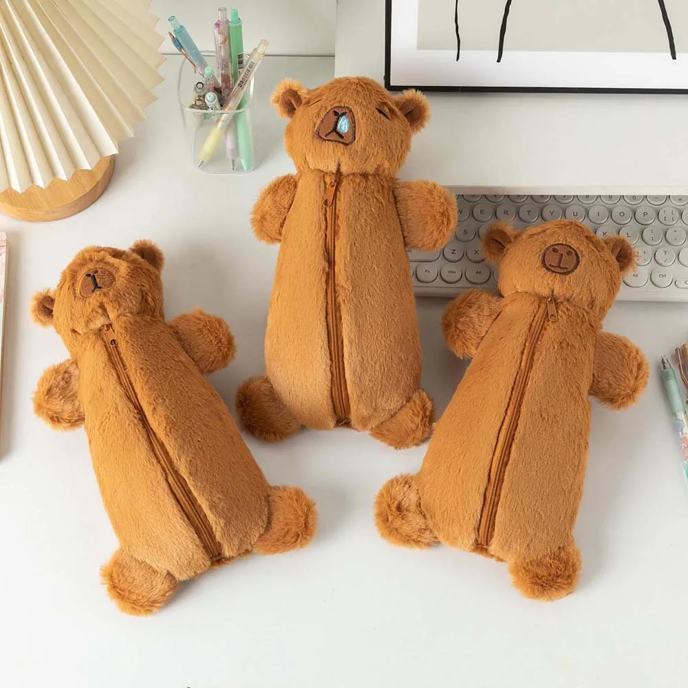 Large Capacity Capybara Plush Pen Bag Cartoon Animal Doll Capybara Capybara Doll Pencil Case Stationery Zipper