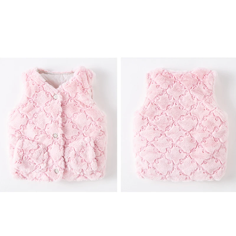 طفل أطفال 3D زهرة النسيج أرنب الفراء سترة للفتيات الصغيرات لطيف أكمام الوردي سترة الخريف الشتاء الأطفال صدرية أنيقة #3