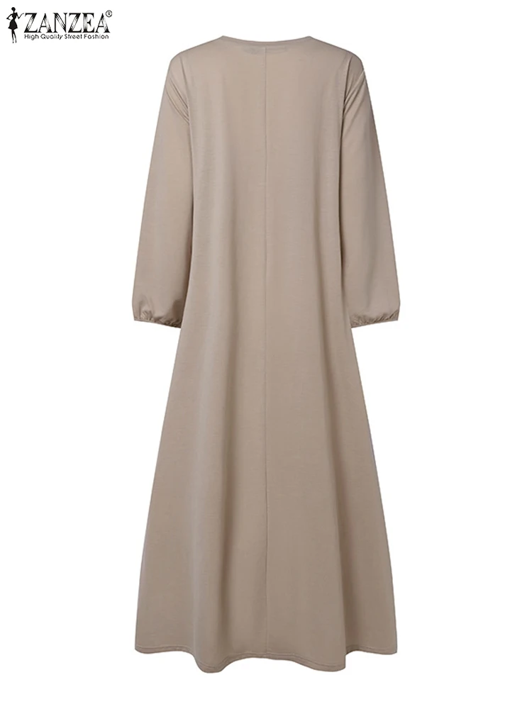 ZANZEA-Robe caftan à manches longues pour femmes musulmanes, Abaya de Turquie, Eid Mubarek, Vêtements islamiques, Hijab, Robe d'été, Mode automne, 2024