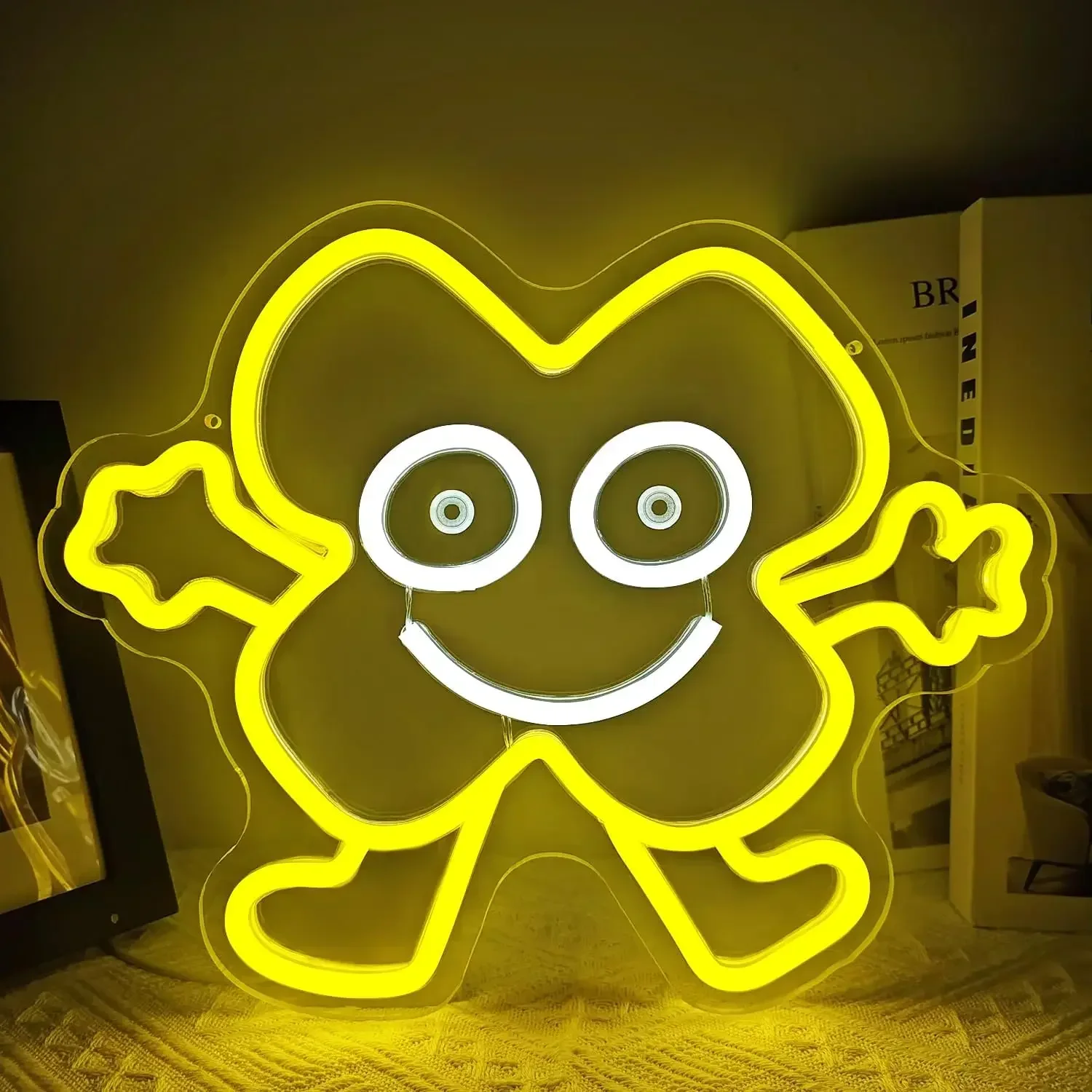 

Неоновая вывеска «Счастливый персонаж»: милый мультяшный декор для дома, светодиодный неоновый светильник с регулировкой яркости, питание от USB, для детской комнаты, спальни, игровой комнаты, декора стен
