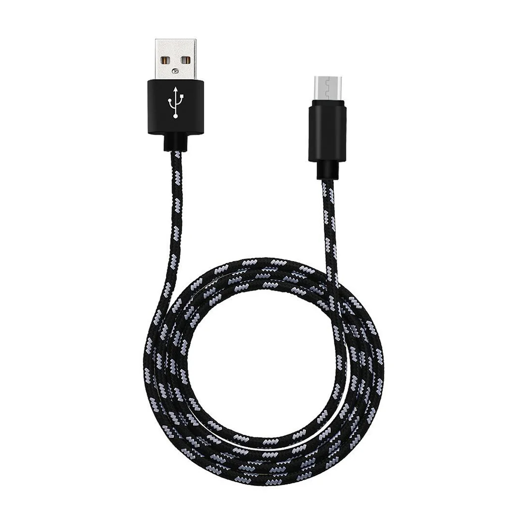 

3 Long Nylon Braided Micro USB Charging Cable Black Metal Head Sync Data Transfer Compatible with Android Tablets
