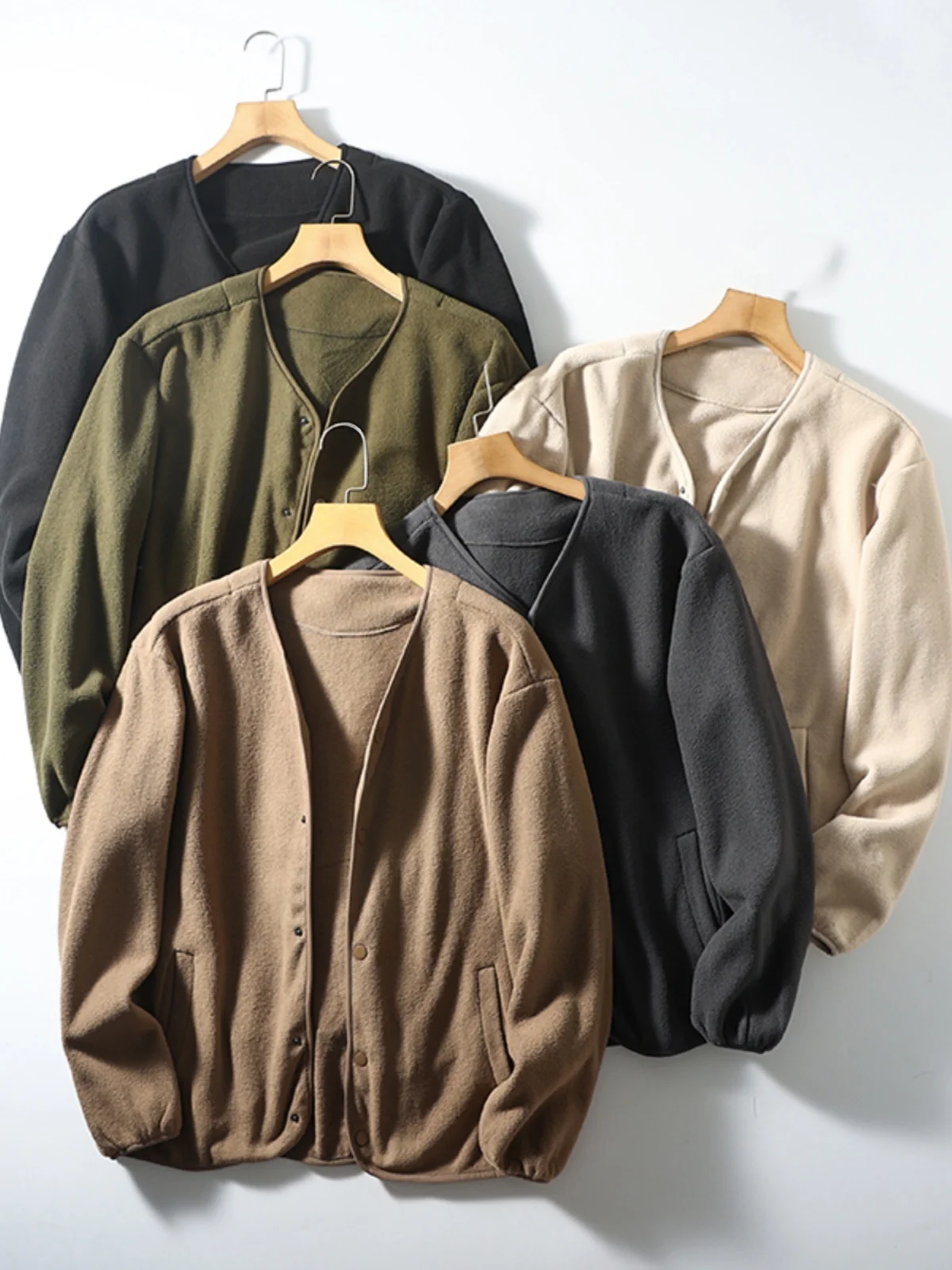 

Outdoor Men's Warmth Tech Fce Double-Sided Open Cardigan Jaet Base Layer Outerwear Stand Fit Faion Urban Sle