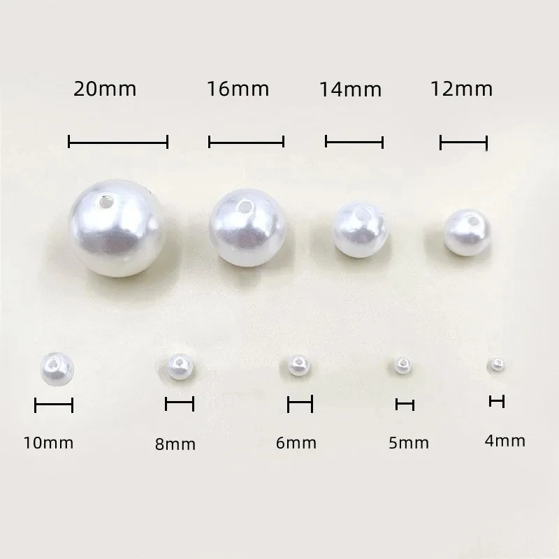 8-14mm Double Hole Pure White Imitation Pearl Loose Bead DIY Beaded Decoration Earrings Bag Bead Beadwork