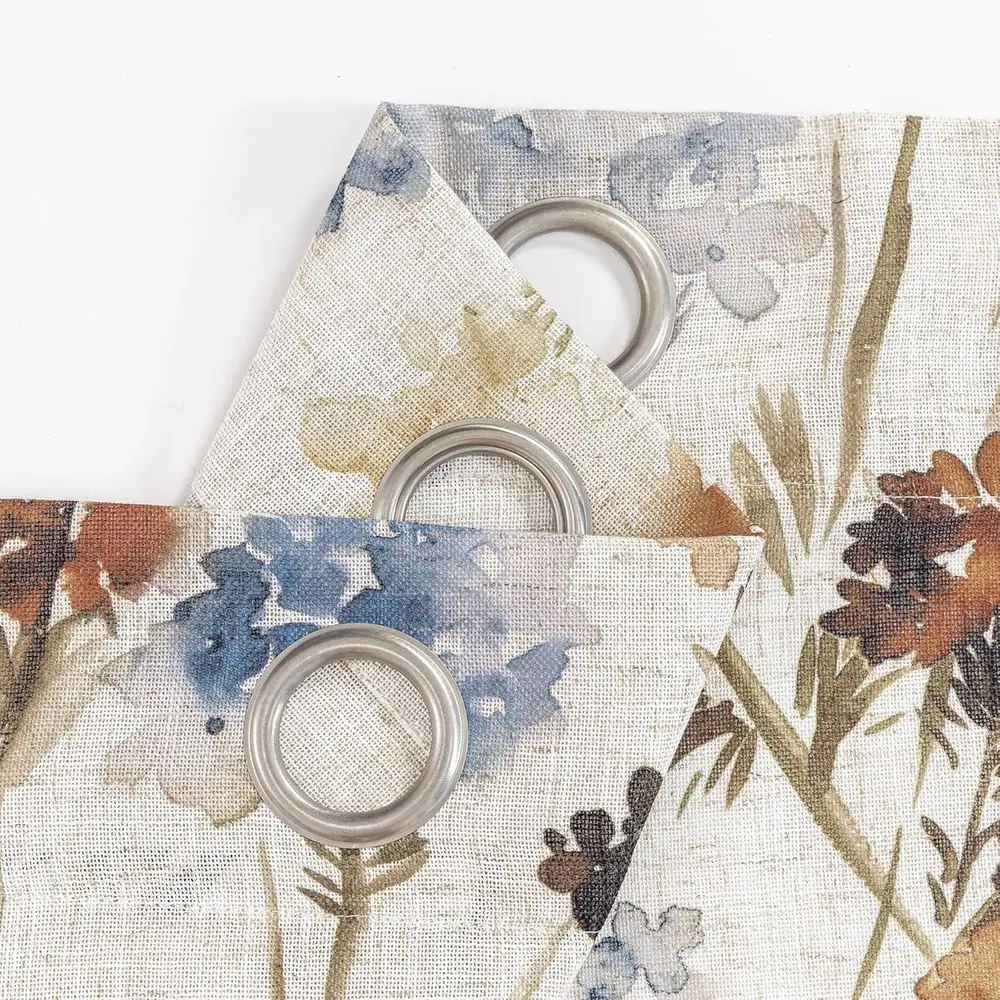 ستائر كتان زهرية صفراء - خصوصية شبه شفافة لغرف المعيشة وتناول الطعام، W52xL102، مجموعة من 2