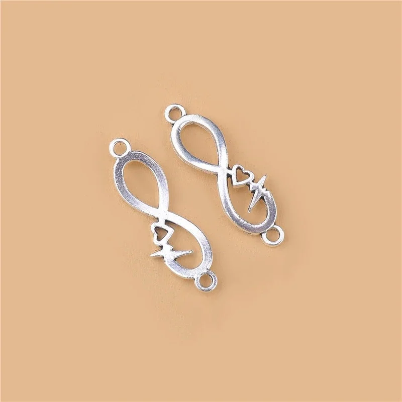 5 قطعة فضية اللون الرجعية الجوف لانهائي عدد 8 القلب ECG سحر ل قلادة سوار صنع DIY بها بنفسك العثور على المجوهرات الإكسسوارات