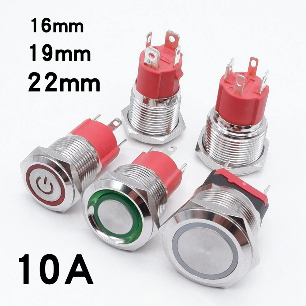 10A High Current Metal Push Button Switch PC Car Engine Power Supply Buttons Start Stop equipment control On Off 12v 24v 3v 6v