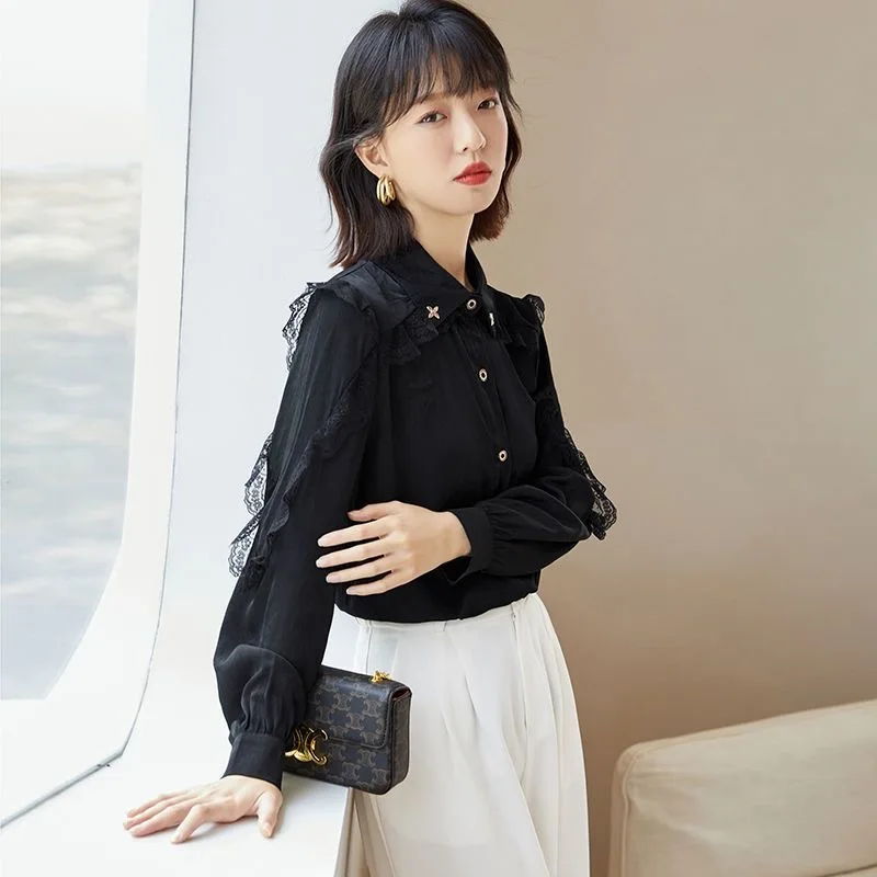 

Sli Long Sve Ne Base irt Slim Fit Color Women's Top Faionable Commute Sle Polyester Blend Warmth