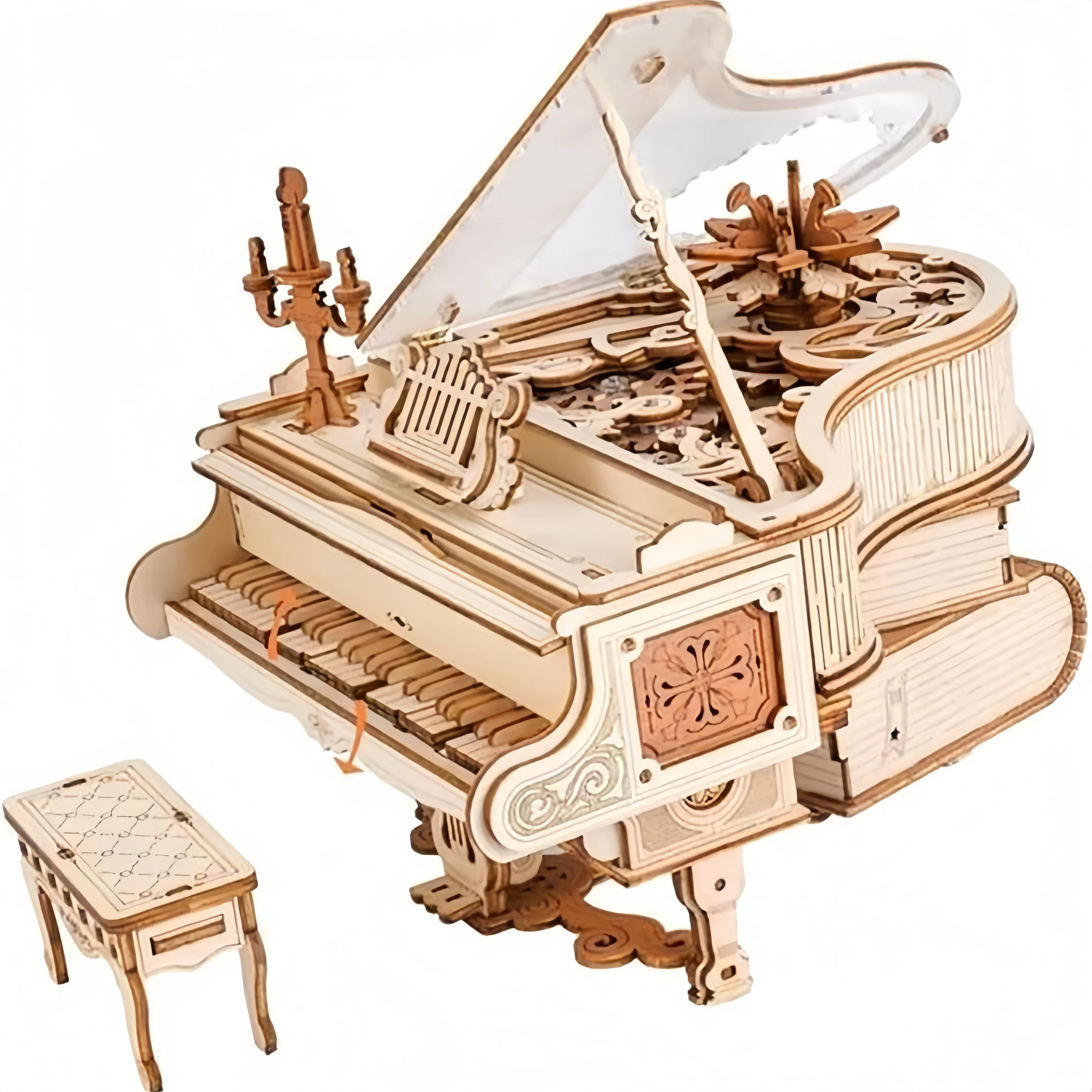 223PCSAdult 3D Wooden Puzzle Piano Model Kit 1:20 Scale Architectural Puzzle Wooden Music Box Prezent urodzinowy Zabawki dla kobiet