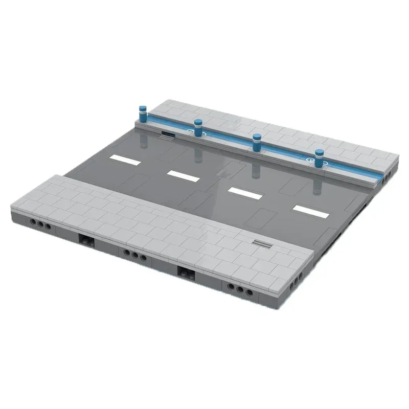 Street View Model Moc Building Blocks Straight with Bicycle Lane and Crosswalk Technology Modular Brick DIY Assembly Toy Gifts image 3