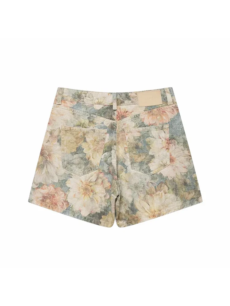 Casual Chic Women Women Shorts Floral Printing Pockets Zipper Shorts New Fashion 2026 Summer Female Holiday Short Pants