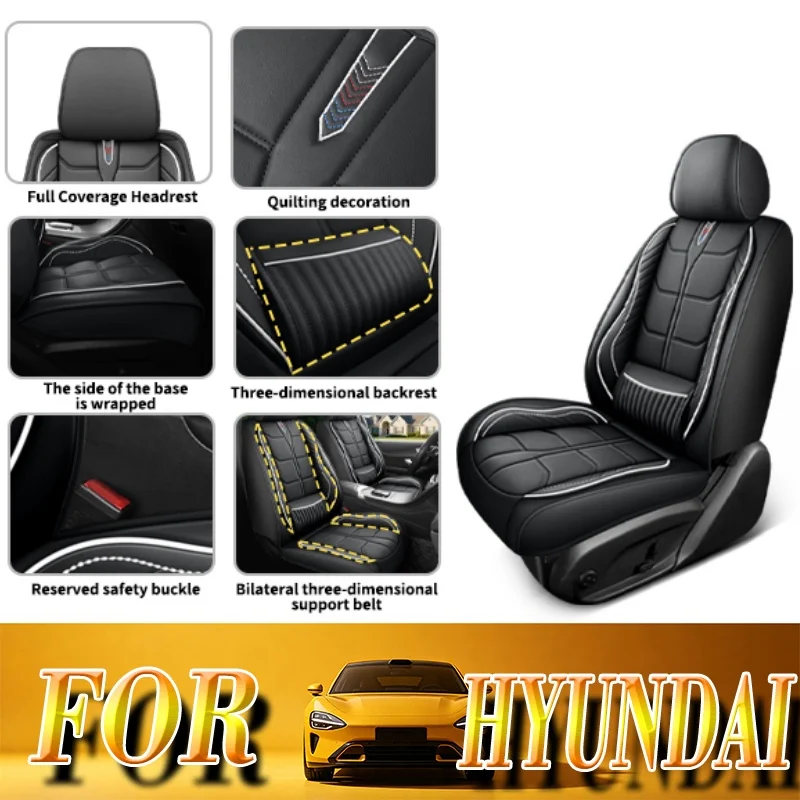 Car seat covers with lumbar support For Hyundai Series,for the two front seats, with a backrest storage compartment,PU leather.