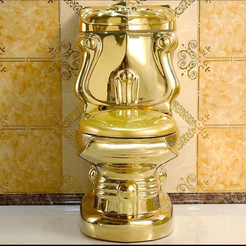 Hit Product Golden Bathroom Sanitary Ware Suite Wc One Piece Ceramic Commode Basin Toilet Bowl Gold Toilet