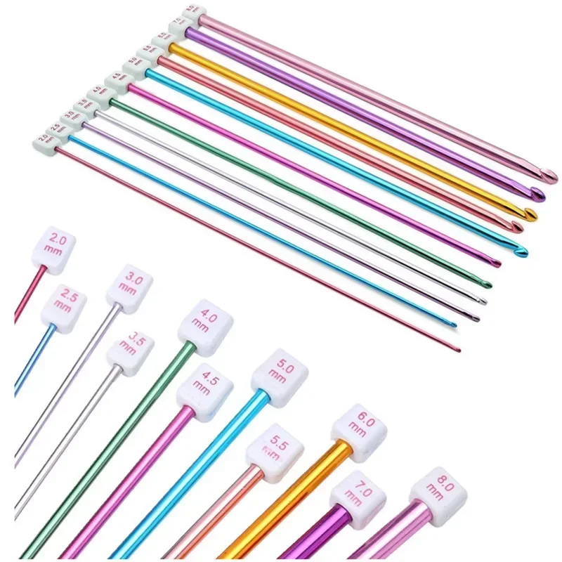 11PCS/Set 2-8mmTunisian Afghan Crochet Hooks Multicolor Aluminum Knitting Needles Hook Multicolour Crochet Hook 11 Size