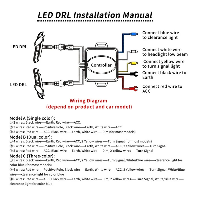 Tri-Color Daytime Running Light Fog Light LED For Toyota RAV4 Replacement Accessories