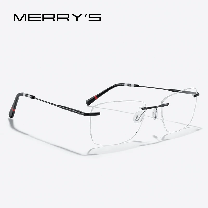 

MERRYS DESIGN Men Titanium Alloy Rimless Glasses Frame Women Square Ultralight Man Frameless Myopia Optical Frames Eyewear S2714