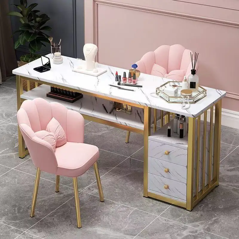 

##Hot Nail Desk for Nail Tech Acetone Resistant Manicure Table with Metal Frame Nail Salon Station Beauty Storage Organizer