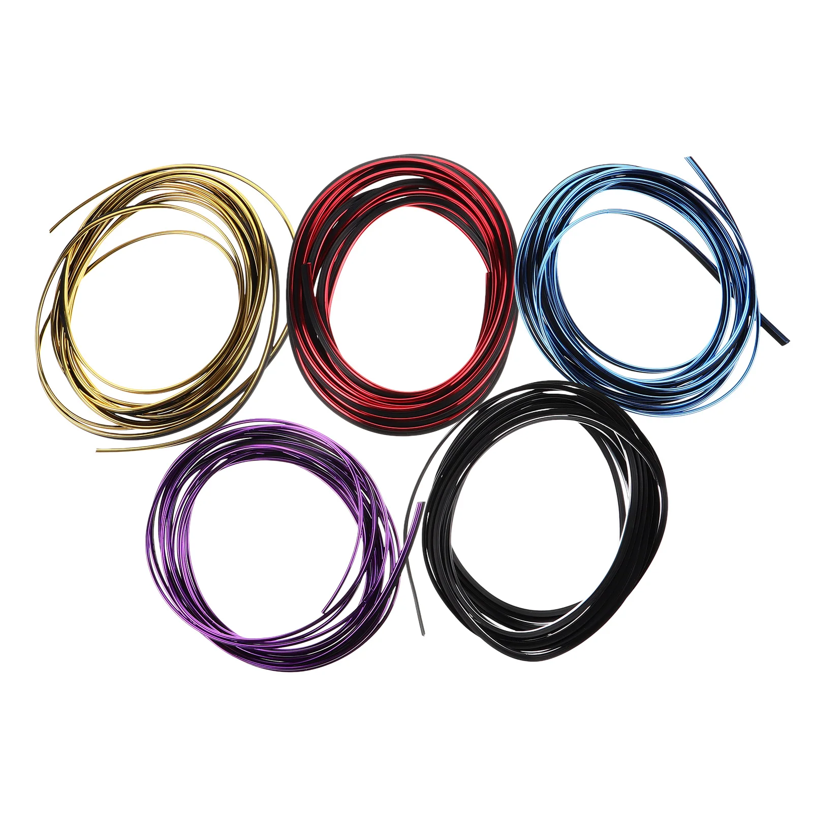 

5pcs Interior Decoration Strips Flexible Pvc Automotive Dash Trim Easy Install 5 Meter/Pieces Stylish Fade Resistant Dashboard