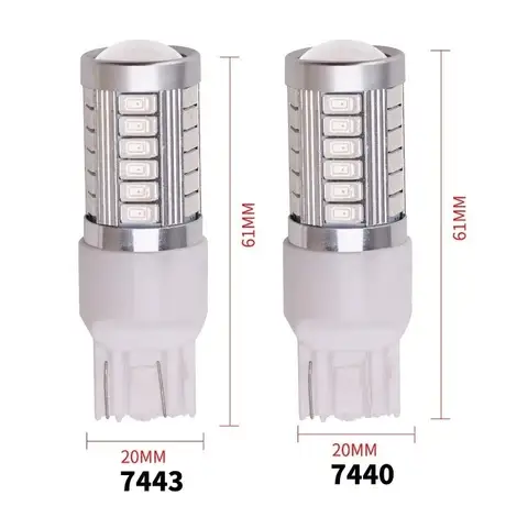 2 st PY21W P21/5W 1156 Ba15s 1157 Bay15d För Bil LED-lampor Blinkers 12V 33SMD 7000K Vita Broms- och Backljus Parkeringsljus 10 best sales LED T25 - №3