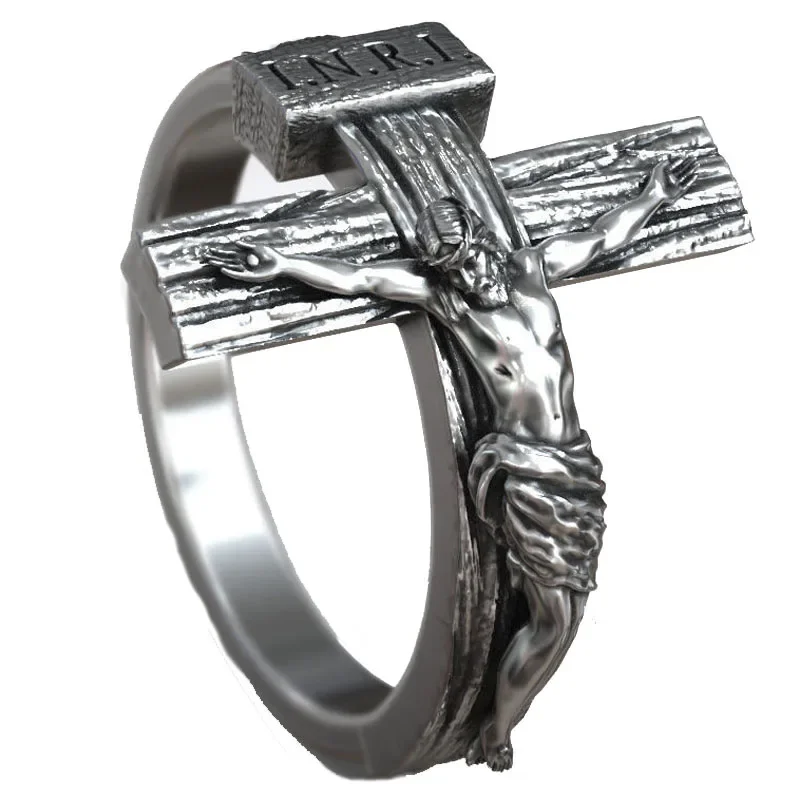 8g Jesus Christ Crucifix Cross Christian Rings  Customized 925 Solid Sterling Silver Rings Many Sizes 6-13