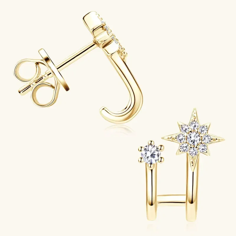

Серьги-гвоздики из серебра 925 пробы со звездами, сверкающие D-цвет, муассанит, обруч с бриллиантами, обручальные украшения 0,9/1,4/2 мм