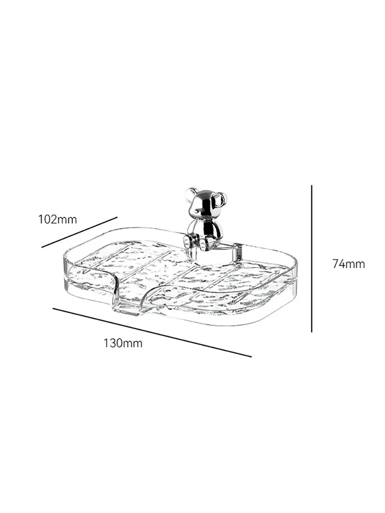 Bathroom Soap Box Non Perforated Wall Mounted Drainage Storage Soap Box Transparent Glacier Patterned Bathroom Shelf