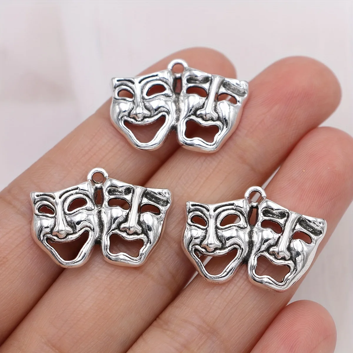 

Antique Silver Crying and Laughing Mask DIY Jewelry Accessories Pendant Charm Necklace Bracelet Pendant