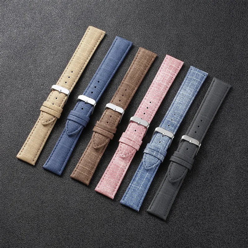 

Denim Leather Strap 10mm 12mm 14mm 16mm 18mm 20mm 22m Denim Canvas Watch Band Accessories Belt for Cowboy Wristband