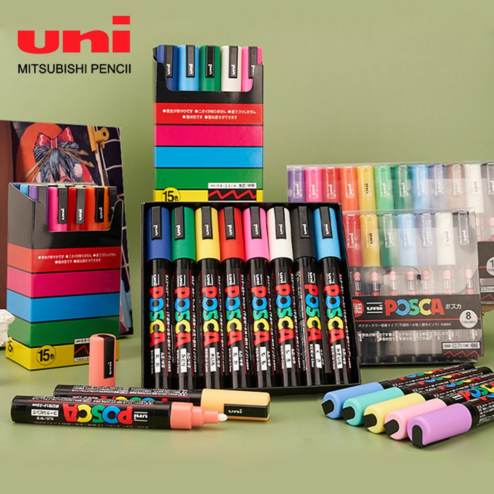 

Япония Uni POSCA акриловый набор маркеров мытый POP профессиональный постер PC-1M/3M/5M живопись граффити цветные товары для рукоделия