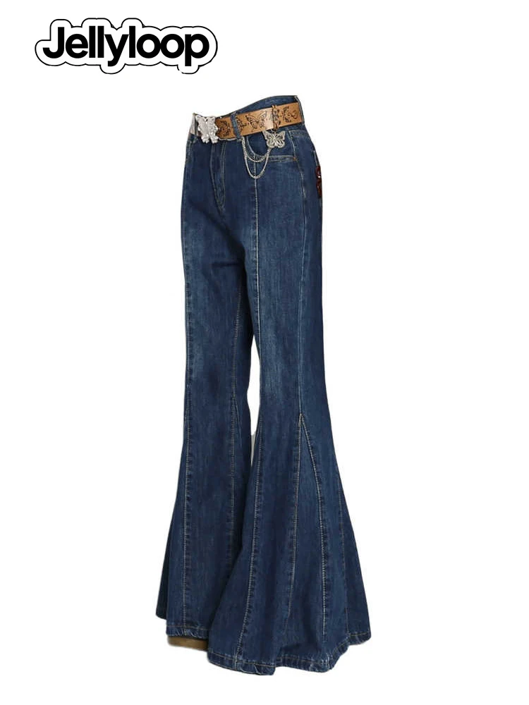 

Осень-зима 202, женские расклешенные джинсовые брюки с низкой посадкой, дизайнерские джинсы Y2k, корейские винтажные дизайнерские джинсы с расклешенным низом, Mom Tide New