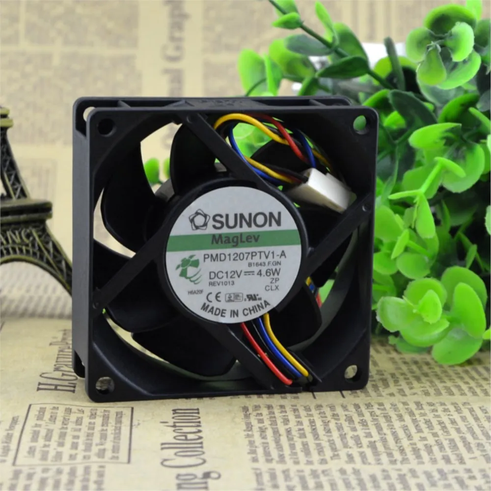 70mm 7cm Fan for SUNON 7025 4-Wire Magnetic Chassis PMD1207PTV1-A DC 12V