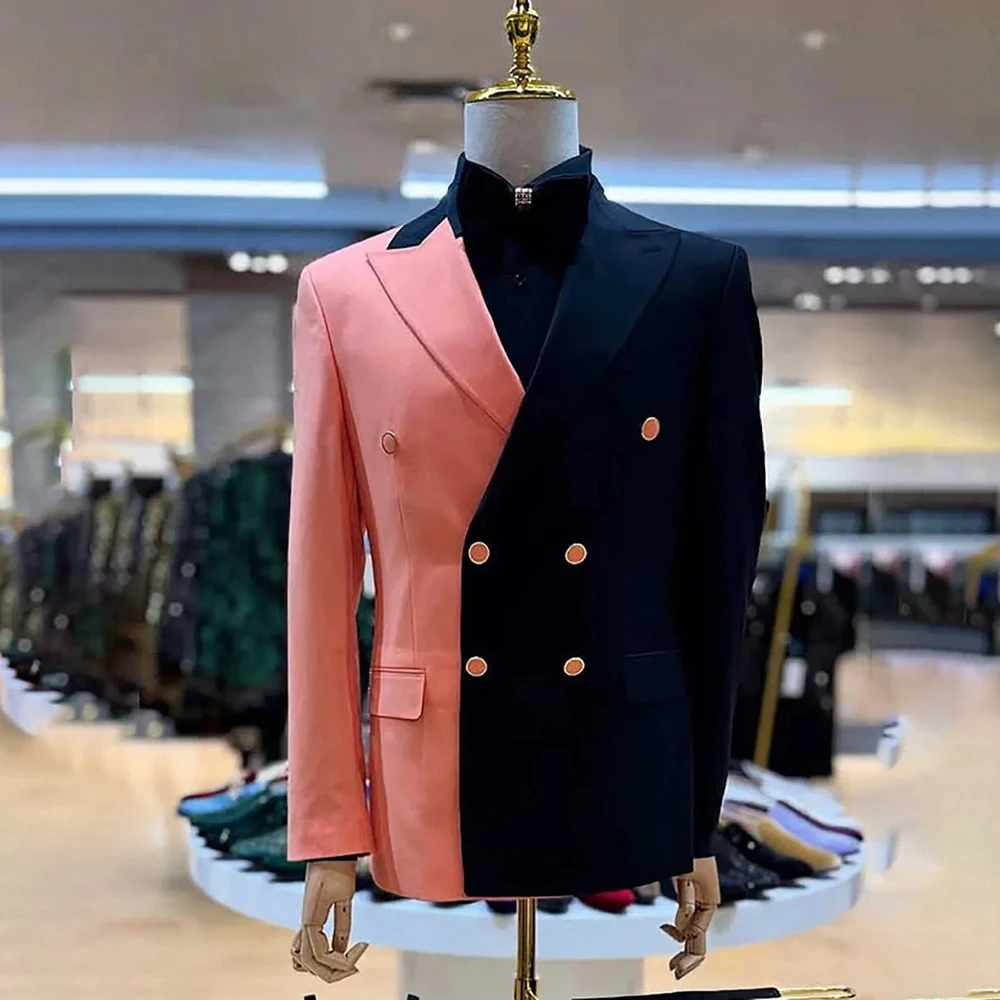 

Мужские костюмы по индивидуальному заказу, элегантные двубортные комплекты с острым лацканом, приталенная мужская одежда, высококачественные свадебные комплекты из двух предметов с куртками и брюками