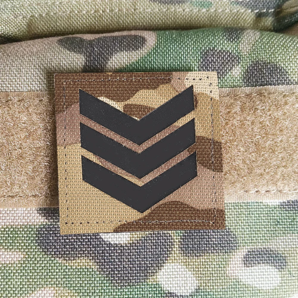 US Army Rank Patch Chevron Staff Sergeant Stripe Tactical Badge Reflective Camouflage Hook Loop Fastener Uniform Shoulder Emblem
