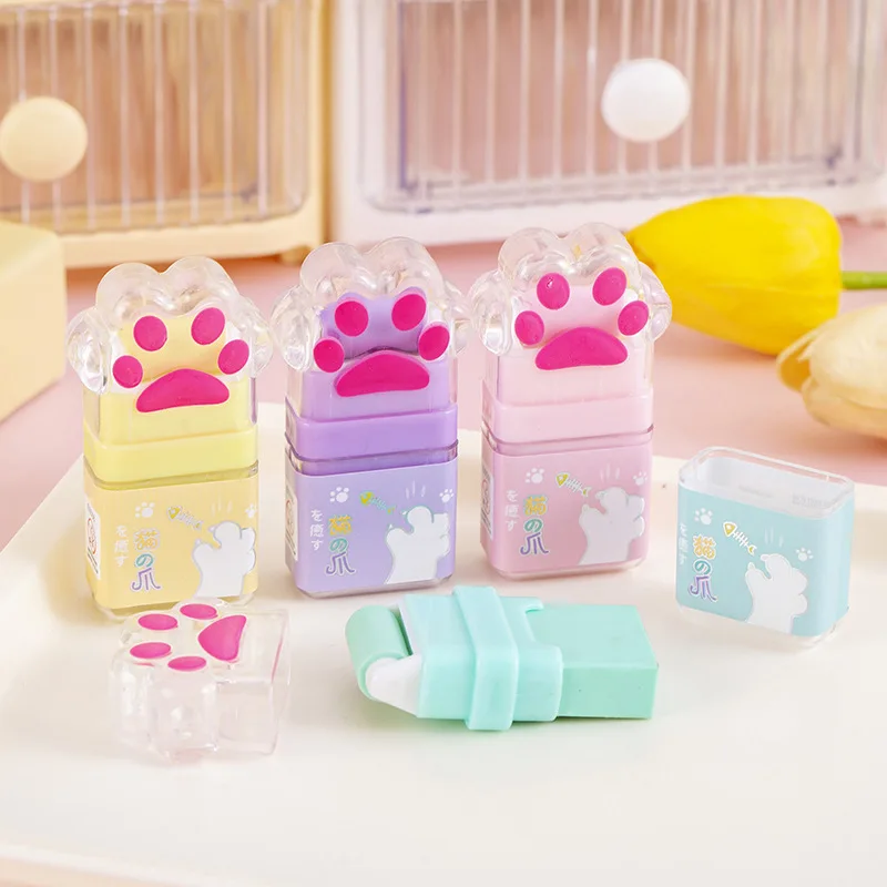 Kawaii Cat Paw Roller Eraser Pencil Writing Correction Rubber Erasers Office School stationery Supplies Rubbers for Kids Gift