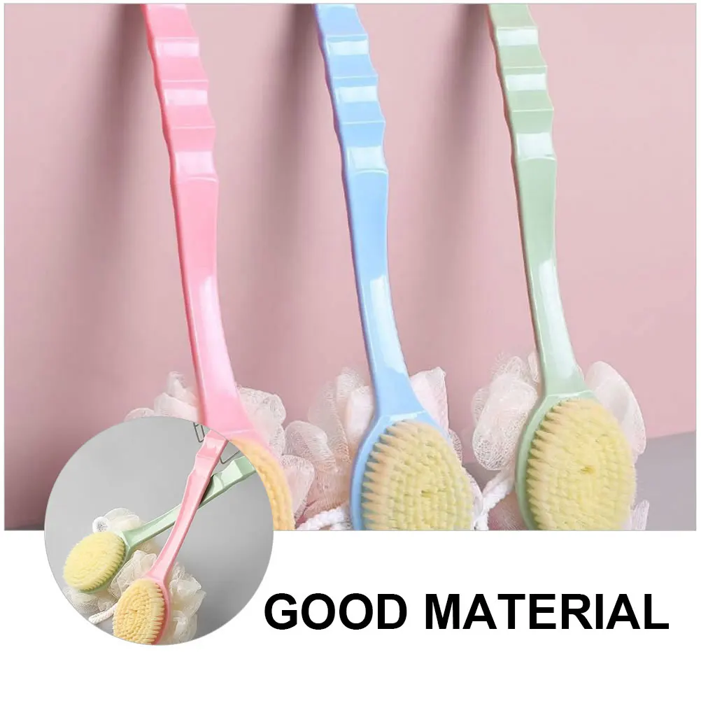

3Pcs Long Handle Bathing Brush Perfect Size Hanging Hole Easy Storage Practical Shower Tool Assorted Color Shower Brush