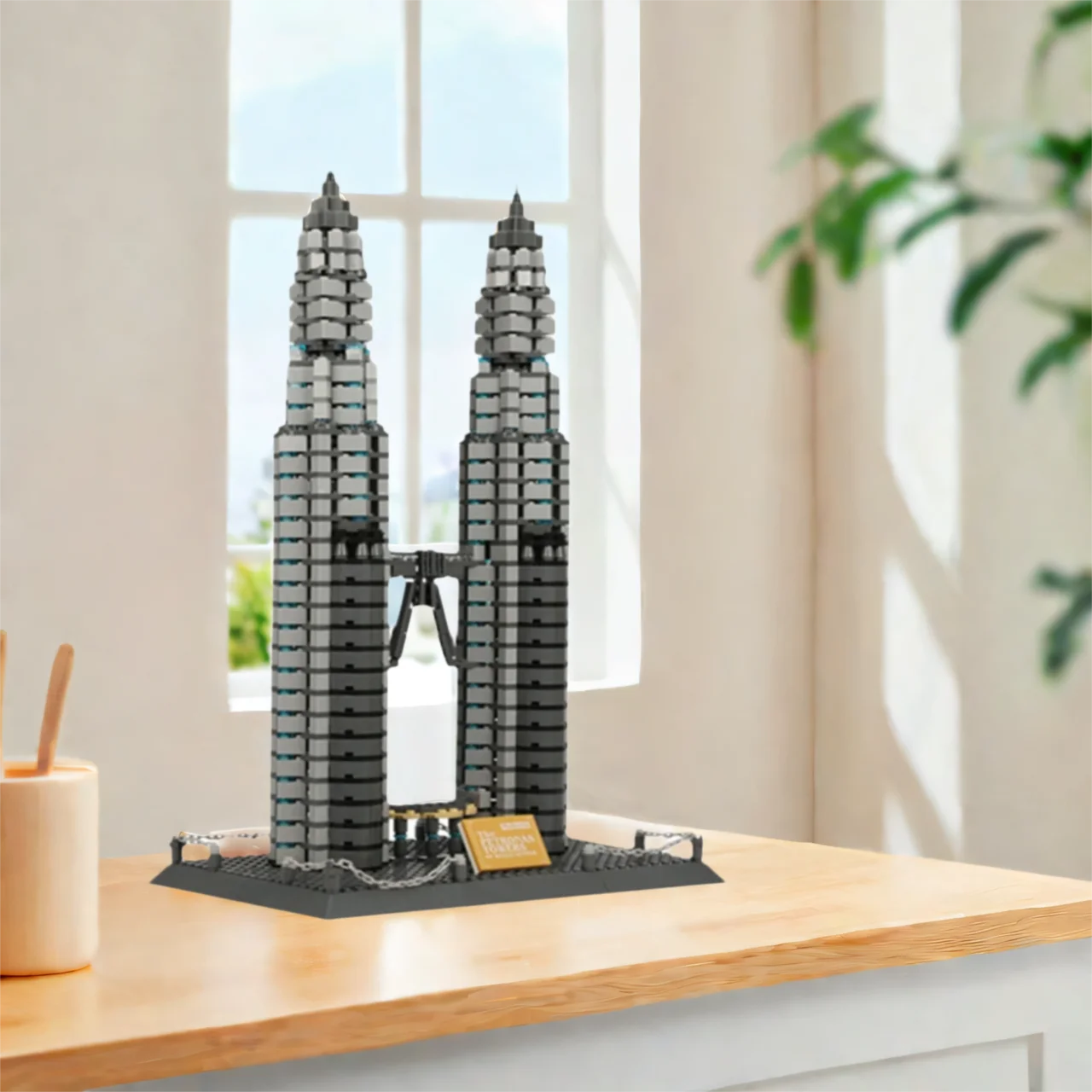 Kreativer weltberühmter Architektur-Baustein Malaysia Petronas Twin Towers Kuala Lumpur Modell Bausteinspielzeug