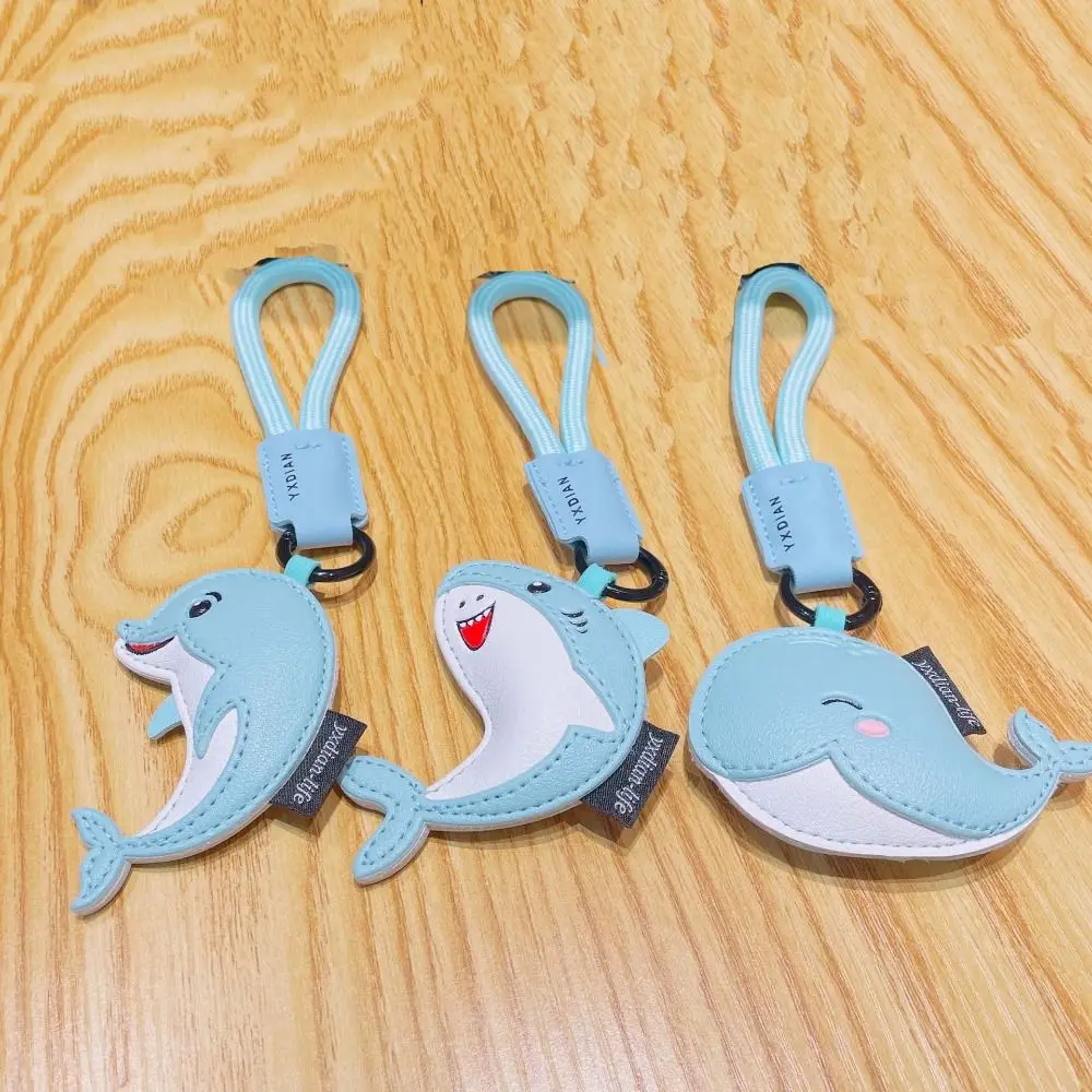 Funny PU Leather Dolphin Keychain Shark Whale Dolphin Pendant Birthday Gifts Ocean Animal Car Keyring Students
