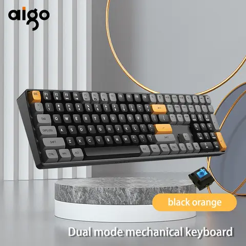 Aigo a108b Gaming mechanische Tastatur 2,4g drahtlose USB Typ C verdrahtete gelbe Schalter Tasten Hot Swap wiederauf ladbare Gamer-Tastatur
