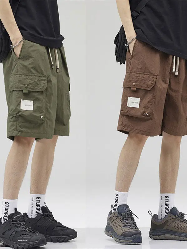 

American Sle Summer Outdoor Waterproof Qui Dry Workwear orts Men's Loose Straight Leg Five-Quarter Ice Silk Casual Pants