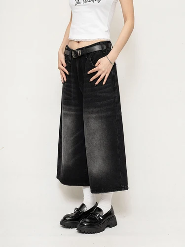 Imagen 2 del producto REDDACHiC estilo novio mujeres bigotes pantalones cortos de mezclilla tamaño grande Vintage Casual pantalones anchos pantalones vaqueros holgados Jorts Grunge Y2k ropa de calle