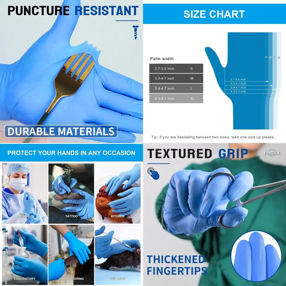 

Одноразовые нитриловые медицинские перчатки, 4 мил, без пудры, без латекса, 100 штук для осмотра и уборки