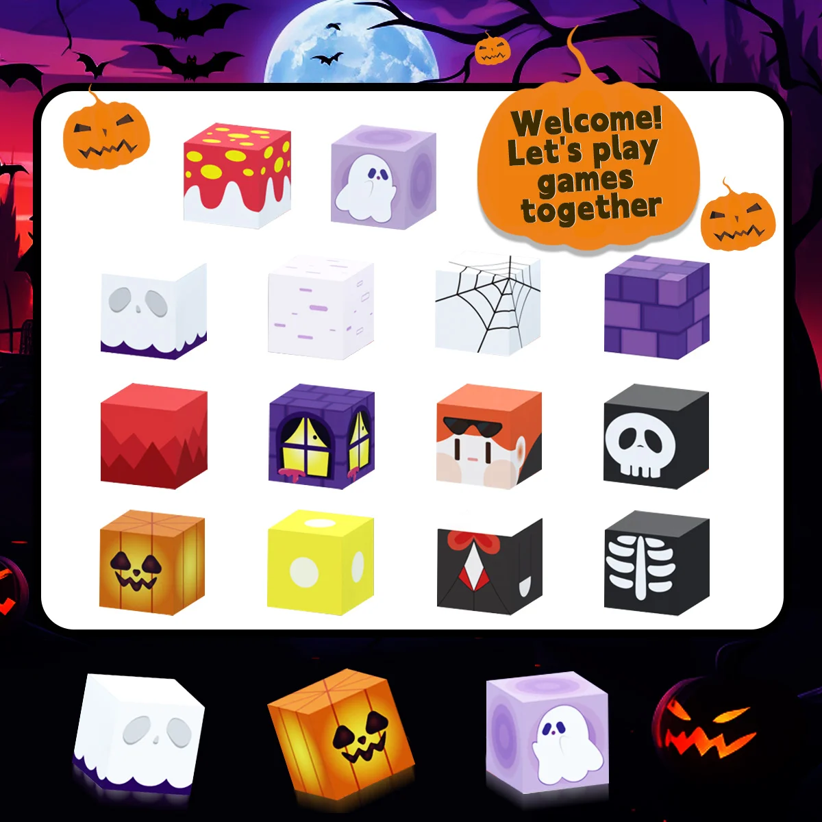 27 SZT. Magnetyczne klocki konstrukcyjne o tematyce Halloween w metalowej pudełko, puzzle 3D, prezenty na Halloween i Boże Narodzenie