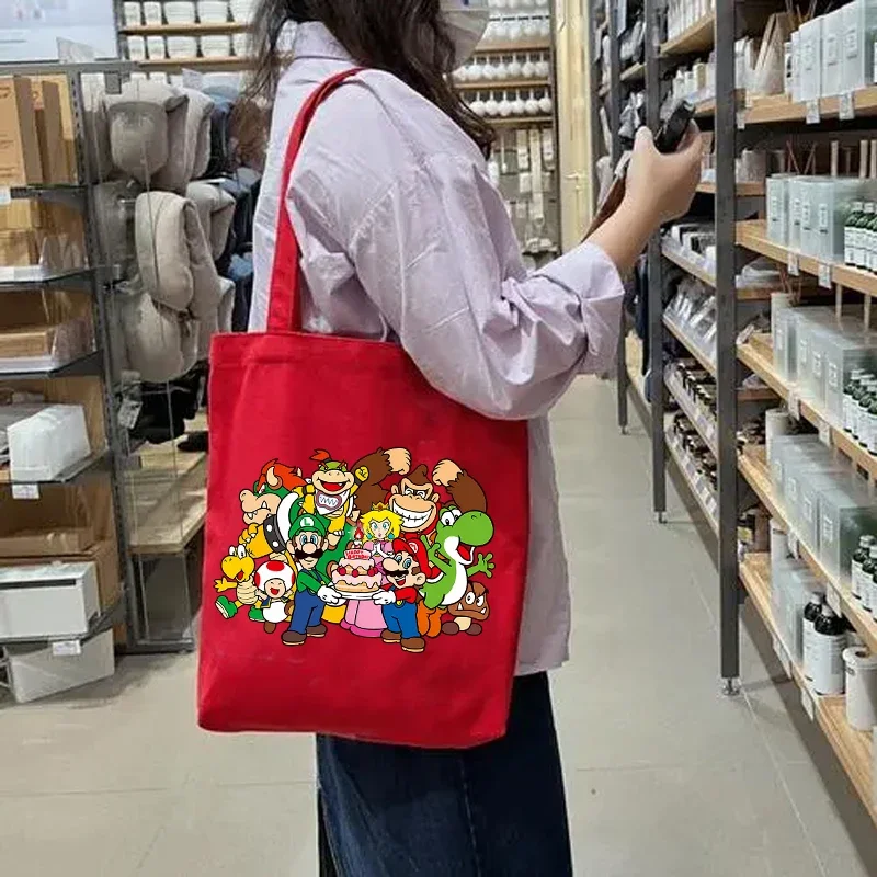 

Холщовая Сумка Super Mario для женщин, модный вместительный Многофункциональный тоут на одно плечо, рождественские подарки