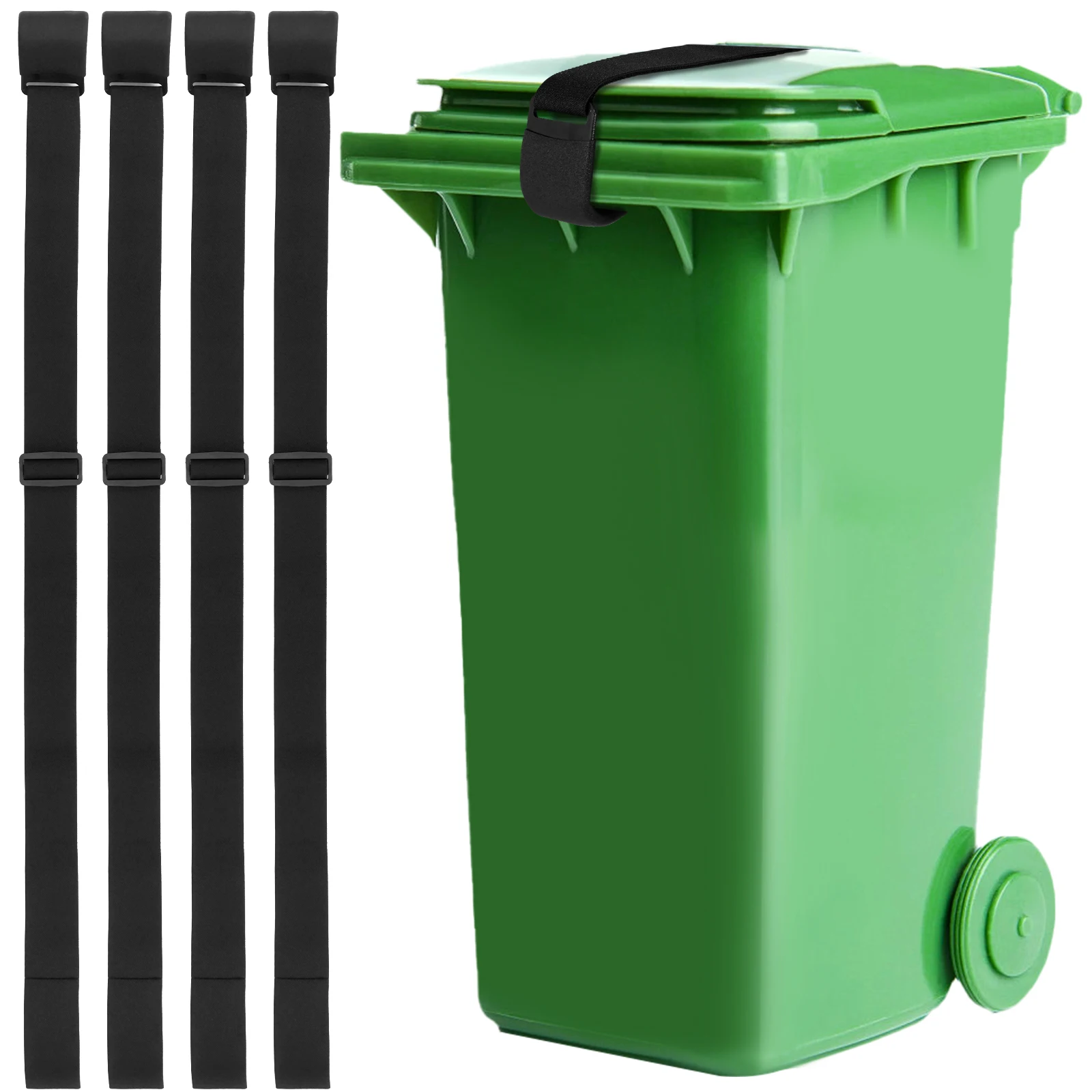 4Pcs Trash Can Lid Lock 76-130cm Length Adjustable Garbage Strap Wear-Resistance Trash Can Bands Reusable Garbage Can Locks for