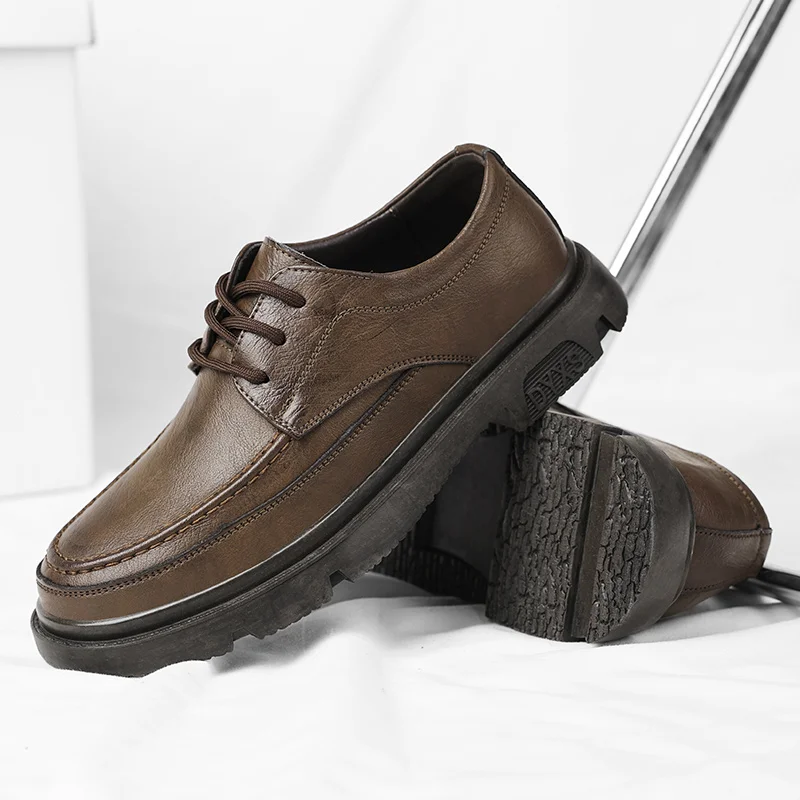 

Business and leisure lace up men's leather shoes High quality and comfortable style Daily thick soled leather shoes Derby