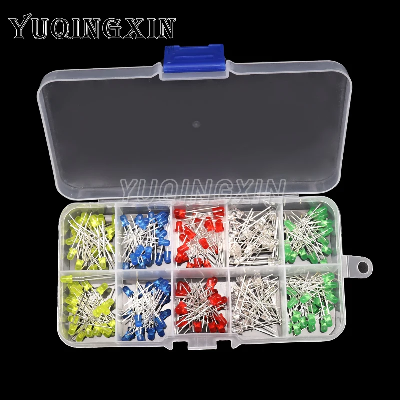 3MM 5MM Light Emitting Diodes Electronic Set Box F3 F5 LED Diode Assorted Kit White Green Red Blue Yellow Orange