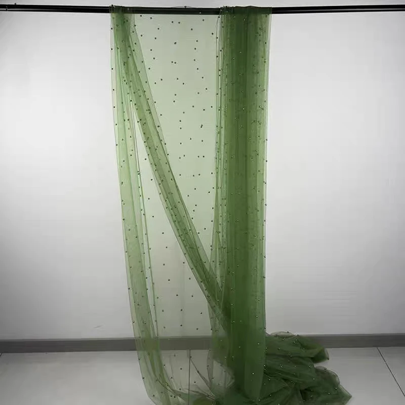 Sage Green Tulle Fabric with Pearl Bead for Bridal Veil Lace,Wedding  Dress,Party Decor,Costume,Table Runner Tablecloth Decor - AliExpress