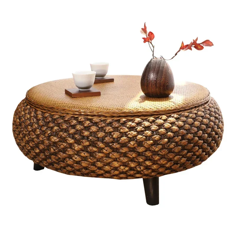 Hand Woven Rattan Side Table Windowsill Tables Zen Tea Table Creative Storage Coffee Tables Modern Simple Living Room Furniture