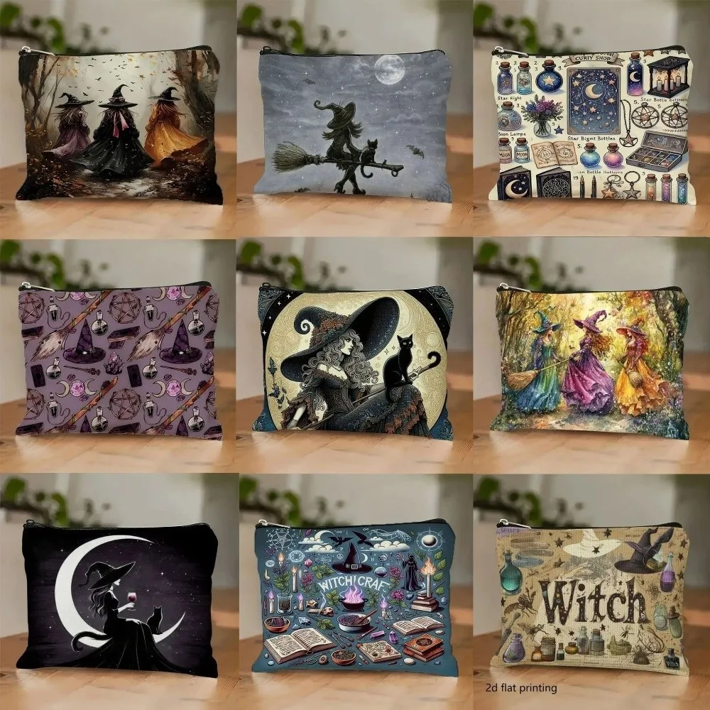 

New Trendy Zipper Pouch Nature Moon Phase Simple Modern Cosmetic Bag Durable Boho Tarot Pouch Halloween