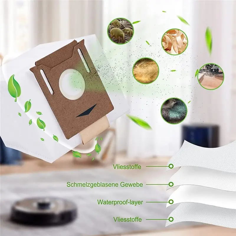 ABHU Pack Of 10 Vacuum Cleaner Bags For Ecovacs Deebot N8+,N8 Pro+, Ozmo T8,T8 AIVI,T8+,T9+ Yeedi Vac Station Vacuum Cleaners