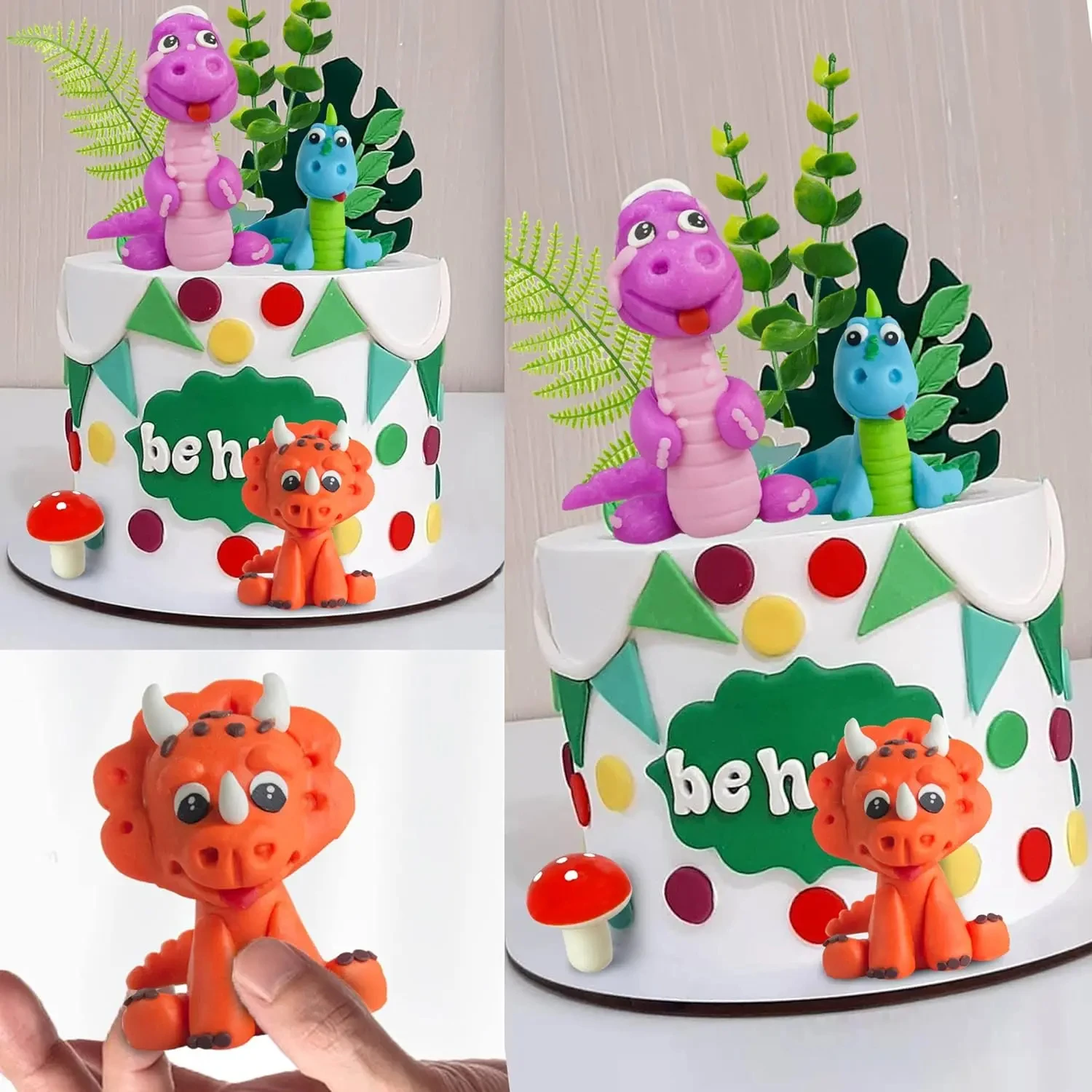 3PCS Dinosaur Theme Party Cake Topper Birthday Party Decorations Kids Boy Cake Decor